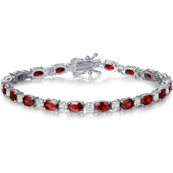 Birthstone Bracelets Sterling Silver Tennis Bracelets Charm Fine Jewelry Gifts - Picture 1 of 7